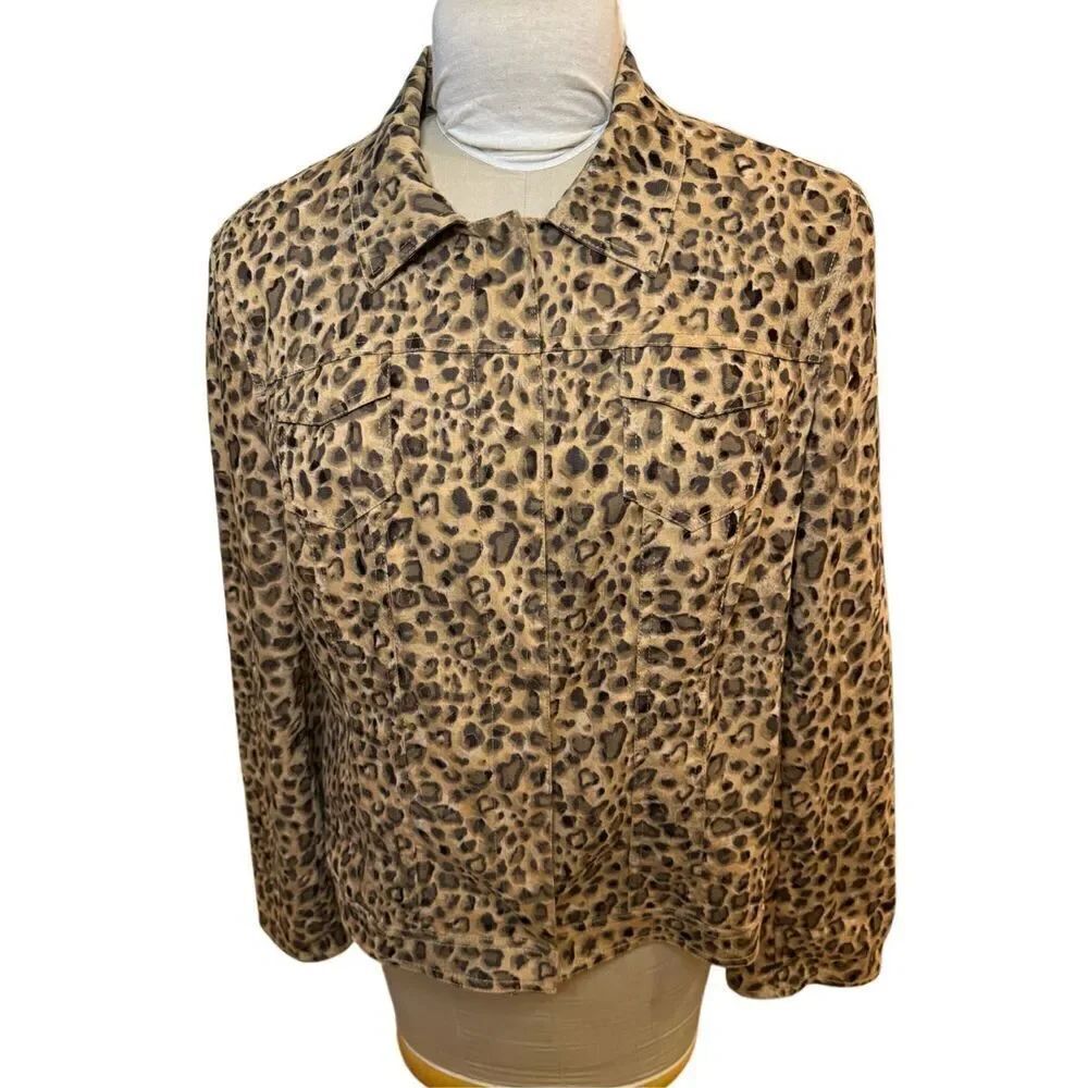 Peck and Peck Weekend Animal Print Stretch Jacket Sz. 16 Long S